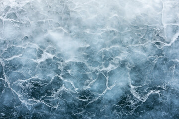 Fototapeta premium Aerial View of Frozen Winter Water Surface