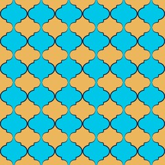 Fototapeta premium seamless geometric pattern blue yellow background texture islamic window grid design