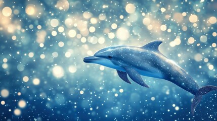 Fototapeta premium Sparkling Dolphin in a Magical Ocean Scene