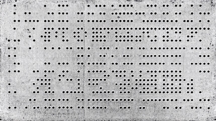 A historical punch card with patterns of holes representing binary data, used in early computing and data processing technologies.