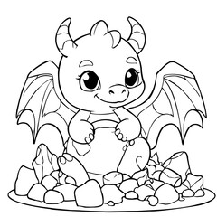 Fototapeta premium Coloring Page baby dragon