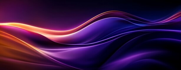 Obraz premium Abstract Digital Artwork with Flowing Waves in Vibrant Purple Blue and Orange Hues