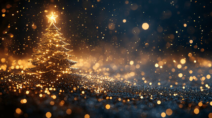 Obraz premium golden christmas tree and lights