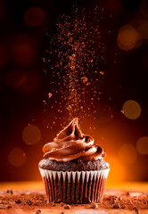 chocolate cupcake background.