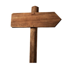 old wooden road sign on transparent background PNG Generative AI