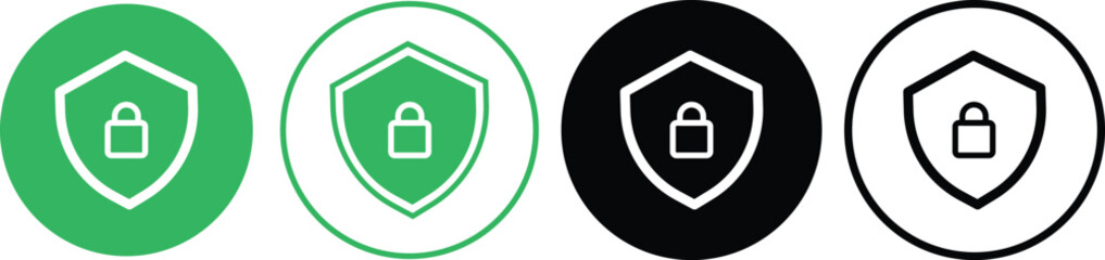 Security shield icons, security shields logotypes with check mark and padlock. security shields symbols with check mark and padlock. Safety shields icon set
