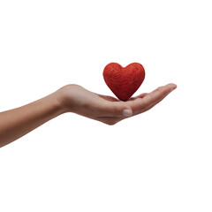 Hands holding a big red heart on transparent background PNG Generative AI