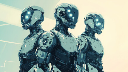 Fototapeta premium Human forms with futuristic biomechanical suits. Biomechanical. Illustration