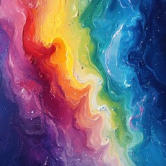 Fototapeta premium Abstract swirling rainbow colors with glitter.
