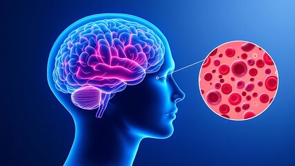 Obraz premium Ministroke or transient ischemic attack as TIA stroke as blood flow in the brain blocked in an artery by plaque or blood clot buildup as Atherosclerosis or Emboli.