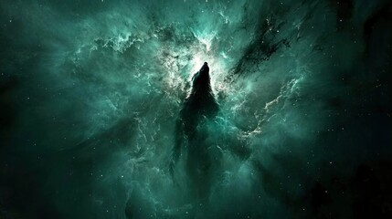 Fototapeta premium Dark Nebula with Ethereal Silhouette Cosmic Mystery