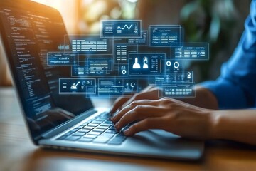 Fototapeta premium Data Analysis and Employee Evaluation in Human Resources Using Digital Tools and Online Surveys