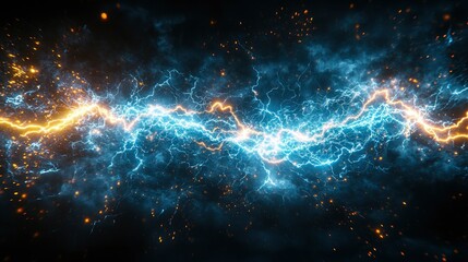 Obraz premium Abstract Blue and Orange Lightning Storm Energy Background