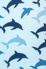 Obraz premium Silhouettes of Dolphins in Dynamic Ocean Pattern