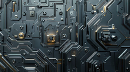 Fototapeta premium Futuristic circuit surface structure of a biomechanical metallic relief. metallic surface. illustration. Biomechanical. Illustration