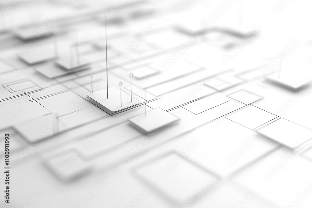 Aufkleber Abstract digital design featuring interconnected lines and geometric shapes, creating a minimalistic and modern aesthetic.