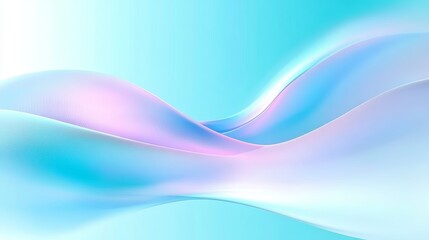 Obraz premium Abstract Digital Art Smooth Flowing Curves in Pastel Blue and Pink with Light Teal Background