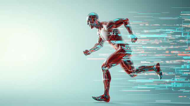 A biomechanical analysis of a running man. Biomechanical. Illustration
