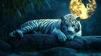 white tiger in the night