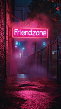 Neon Friendzone Alleyway at Night 
