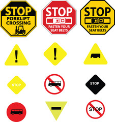 set of warning signs Traffic icon stop sign parking sign
