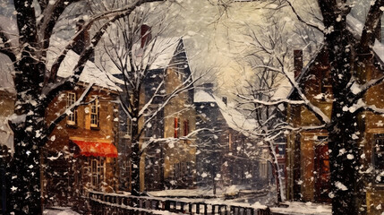 Obraz premium In the snowy winter, I feel happy in the snow