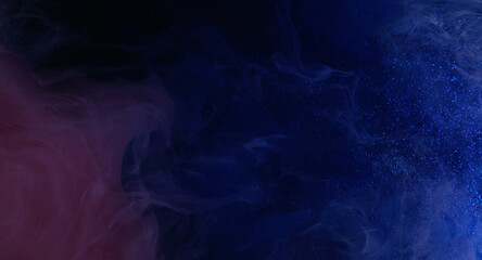 Multicolored vapor. Bright gleaming paint fluid. Wet glitter texture. Realistic smoke with various overflows on modern art abstract background.
