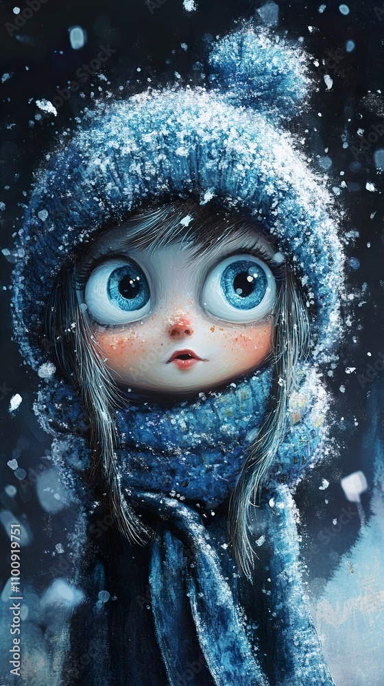 Sticker Winter Wonderland Girl: A Magical Child Portrait