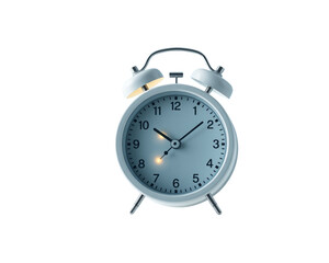 A white alarm clock on a transparent background.