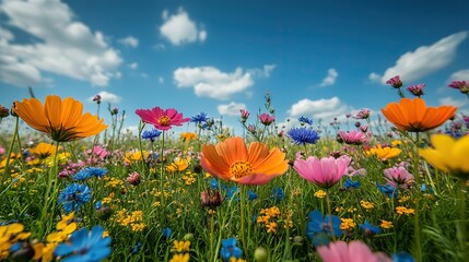 Obraz premium A tranquil meadow filled with colorful blooms highlights the importance of biodiversity, urging us to protect our ecosystems.