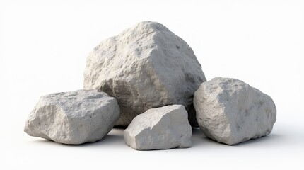 Obraz premium Realistic 3D Render of Heavy Rocks Isolated on White Background