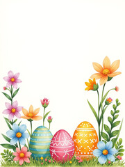 Happy Easter Colorful Floral and Egg Poster - Download and Customize