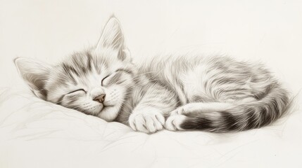 A Grey Kitten Sleeping Peacefully On A Soft Pillow