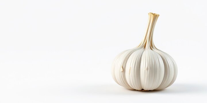 A singlA single clove of garlic isolated on a white clipping against a neutral background, garlic cloves, isolation, kitchen