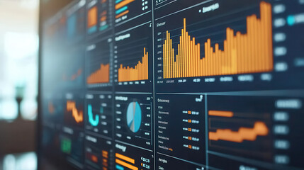 Fototapeta premium Data visualization dashboard displaying financial metrics and trends