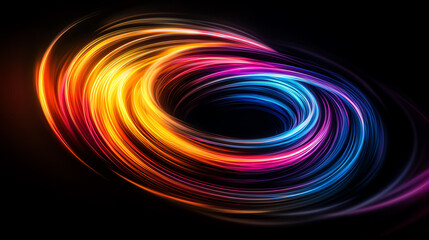 Dynamic multicolor spirals cascading in a black void, glowing softly, highquality 3D render