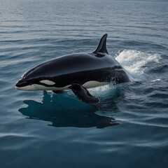 Fototapeta premium A majestic orca gliding gracefully through Arctic waters.
