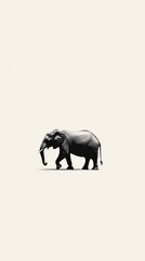 Fototapeta premium Elephant in Silhouette: A striking silhouette of an elephant walking across a blank canvas, evoking a sense of grandeur and power.