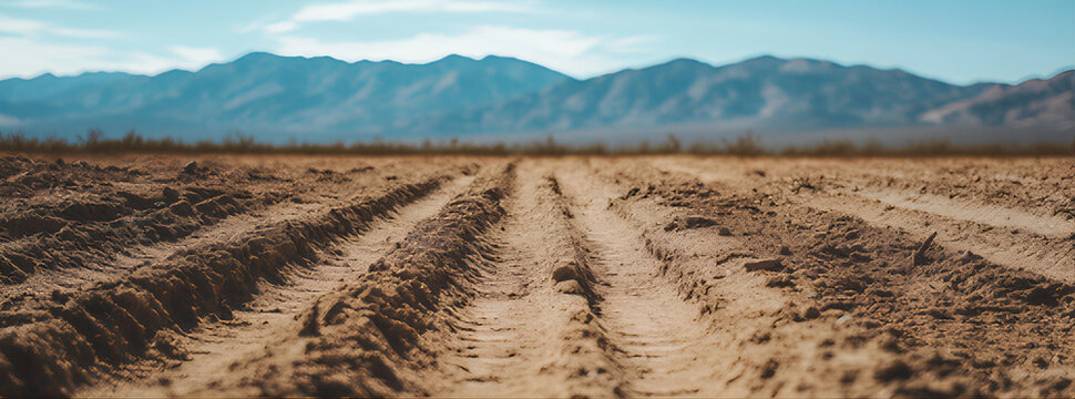 Truck track on sandy road in the mountains. Desert dirt road. Dusty desert road. Dirt adventure road landscape scene. Empty Kalahari desert. Harmattan dusty road during dry season. 