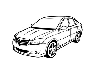 Obraz premium Black line a CAR for kids coloring drawing book in white background