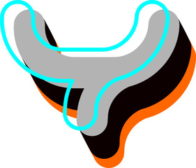 Futuristic Modern Y2K Style Letter Alphabet Vector Element Y