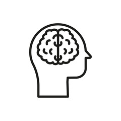 Human head with the brain icon Symbol mark in Outline style