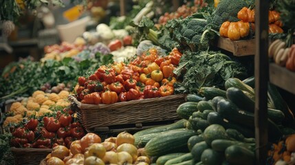 Exploring fresh organic vegetables at urban farmers' market a close-up of healthy eating