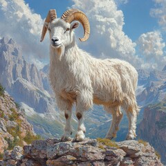 Obraz premium Majestic Dall Sheep Stands Proudly on Mountain Peak