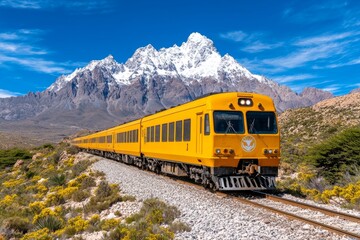 Obraz premium A train crossing a national border, with stunning landscapes visible through the windows