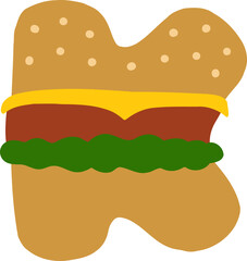 Burger Letter Alphabet Vector Element K
