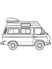 Line Drawing of a Classic Camper Van