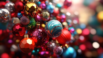 Colorful Christmas Ornaments Festive Holiday Decoration