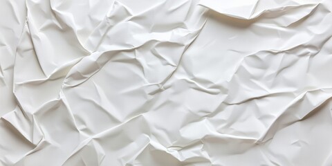 Obraz premium Crumpled White Paper Texture Wrinkled Creased Background