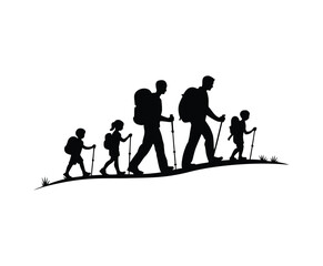 Family Bonding Outdoors Silhouette Vector Template